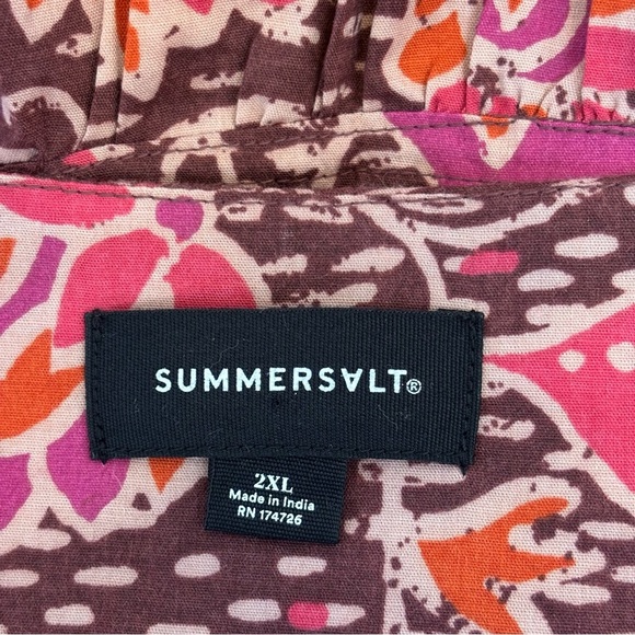 Summersalt Countryside Poplin Button Down Midi Dress Vineyard Blooms Pinot 2X - Picture 14 of 16